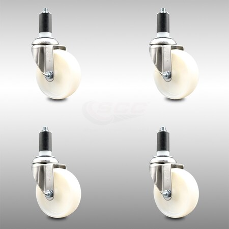 Service Caster 4 Inch 316SS Nylon Wheel Swivel 1-3/8 Inch Expanding Stem Caster Set SCC SCC-SS316EX20S414-NYS-138-4
